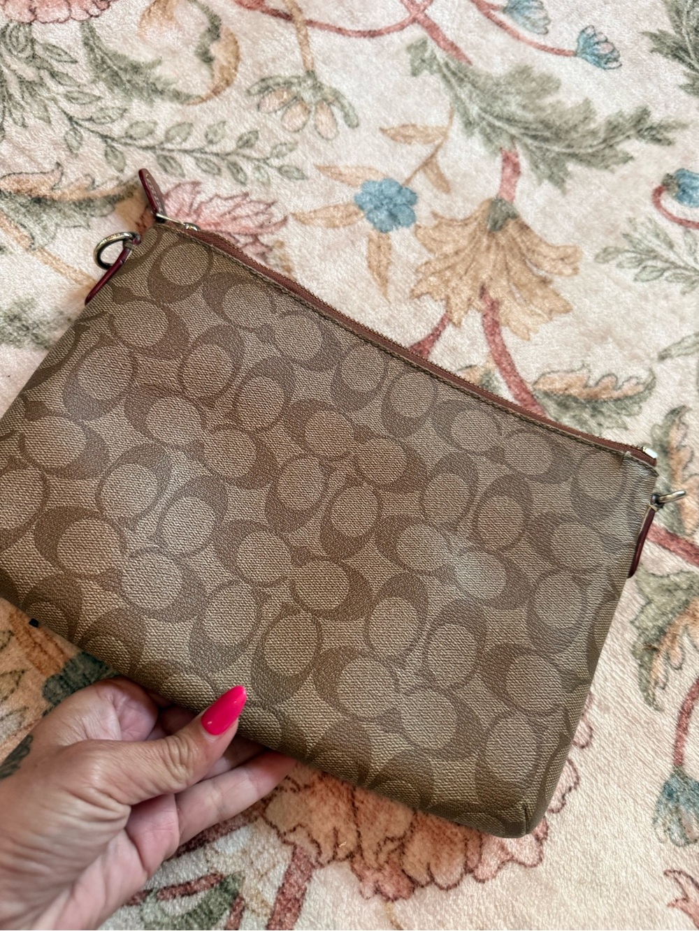 Coach Brown Signature Canvas Clutch with Gold Accent - Picture 5 of 9